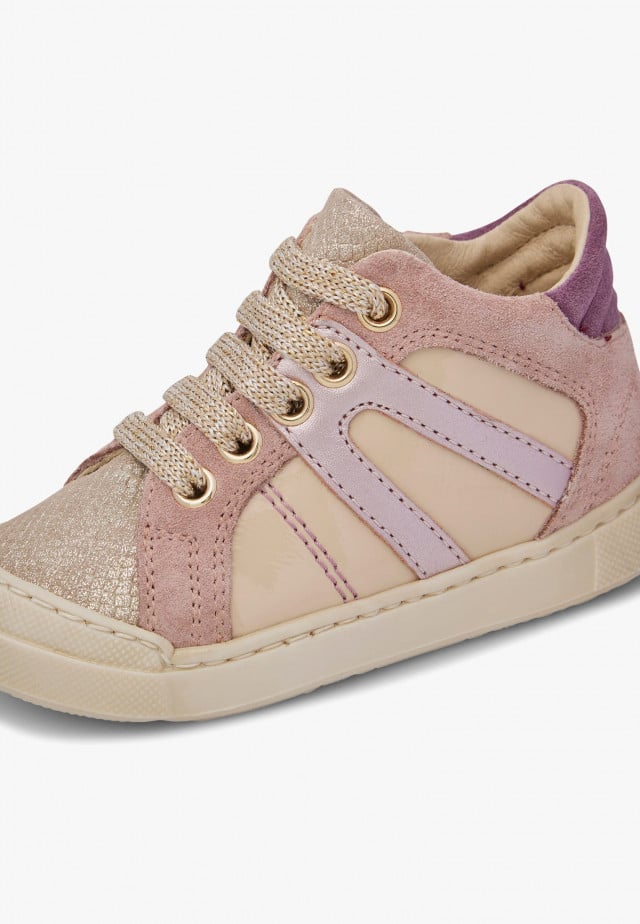 NATURINO AZILLA ZIPSneakers aus Leder und Veloursleder, Platin-Rosa