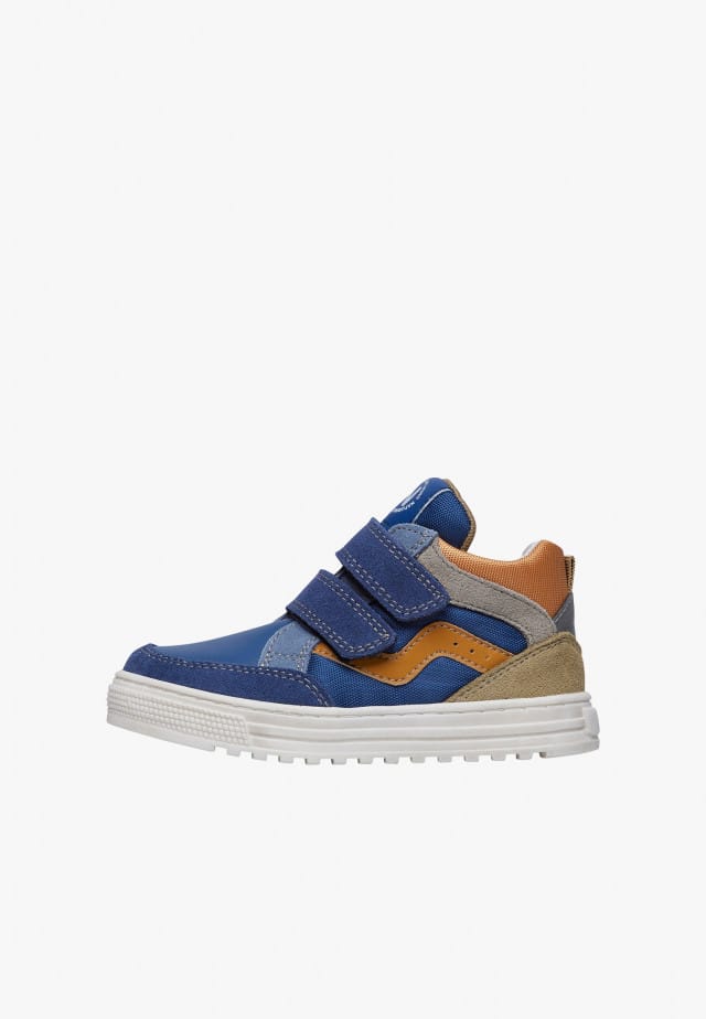 NATURINO MIZAR VL.Sneakers aus Leder un technischem Gewebe, Blau-Orange