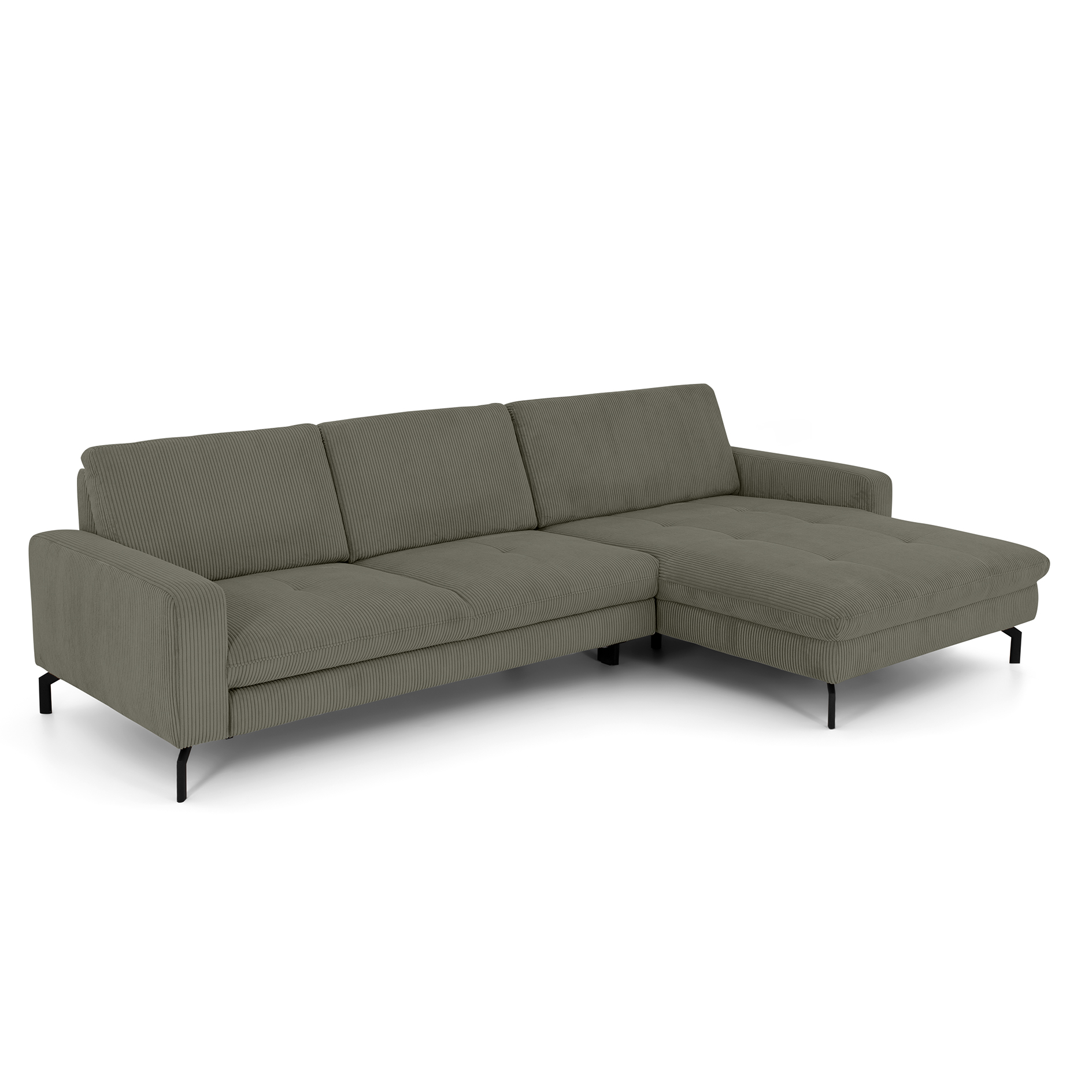polsterpower Ecksofa - forest - Feincord - Basismodell - Canapé rechts