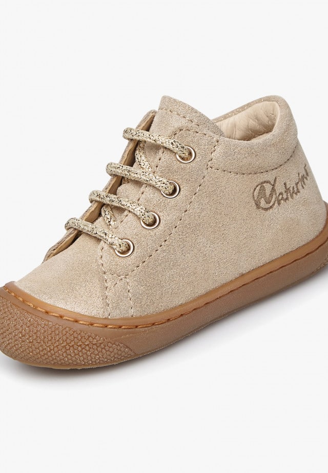 NATURINO COCOON ZIPLauflernschuhe aus Veloursleder mit Reißverschluss, Platin