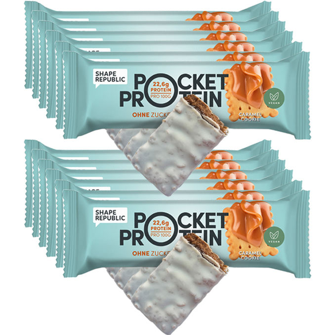 Pocket Proteinriegel Caramel Cookie, 12er Pack, 12 x 45g von Shape Republic