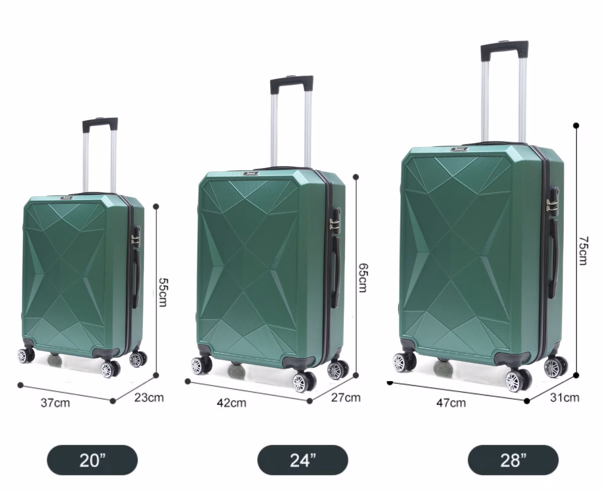 Reisekoffer ABS-03 Koffer 3-teilig Hartschale Trolley Set Kofferset Ha