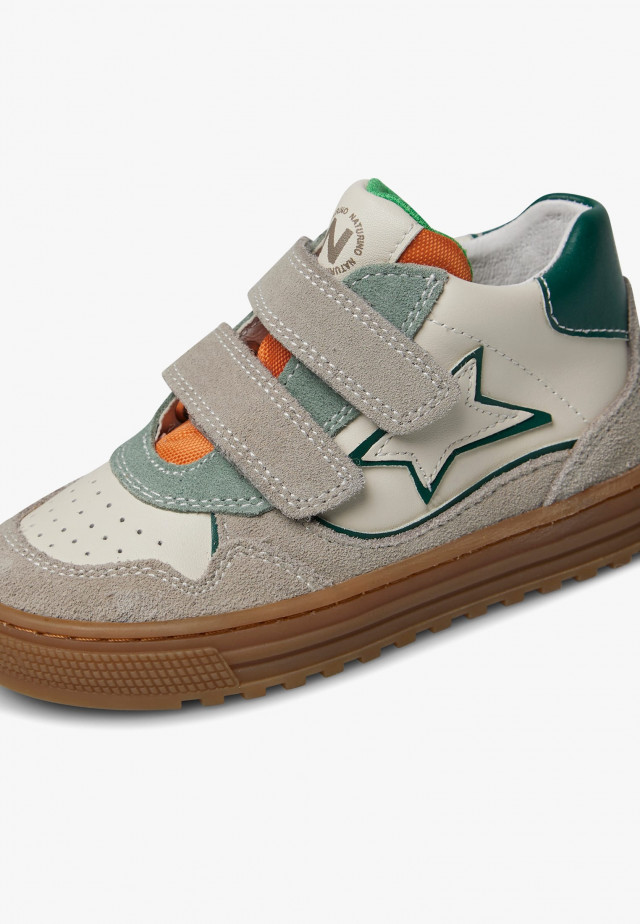 NATURINO HESS HIGH 3 VL.Knöchelschuhe aus Leder und Veloursleder, Weiß-Taupe