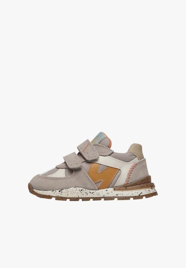 NATURINO ZIMMY VL.Sneakers aus Veloursleder und technischem Gewebe, Taupe-Kürbis