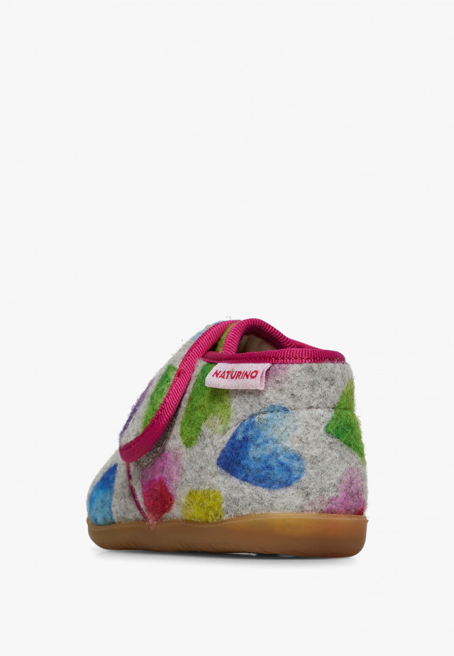 NATURINO HOMEHausschuhe aus Stoff, Grau-Fuchsia