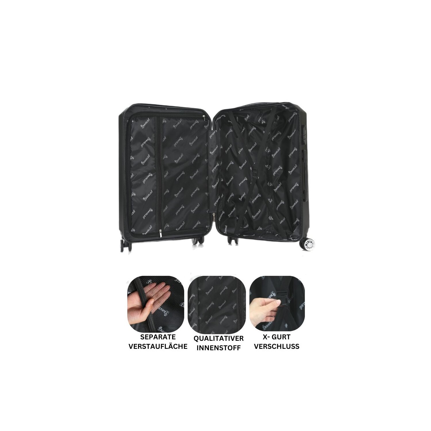 Reisekoffer Koffer 3 tlg Hartschale Trolley Set Kofferset Handgepäck