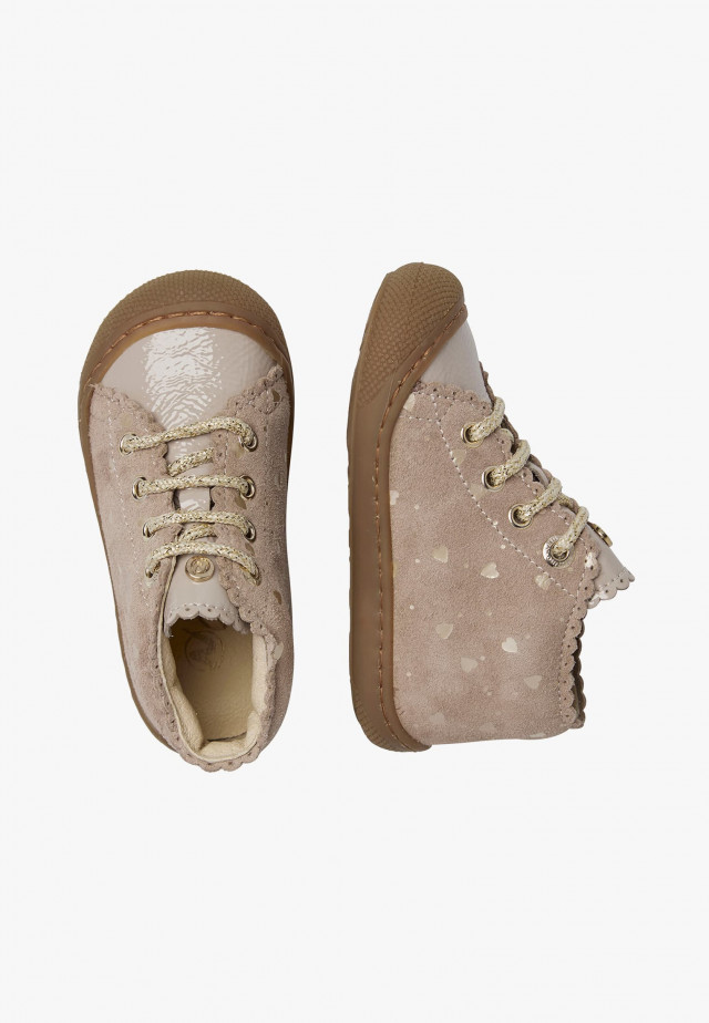 NATURINO COTTINSLauflernschuhe aus Veloursleder und Lackleder, Beige-Taupe