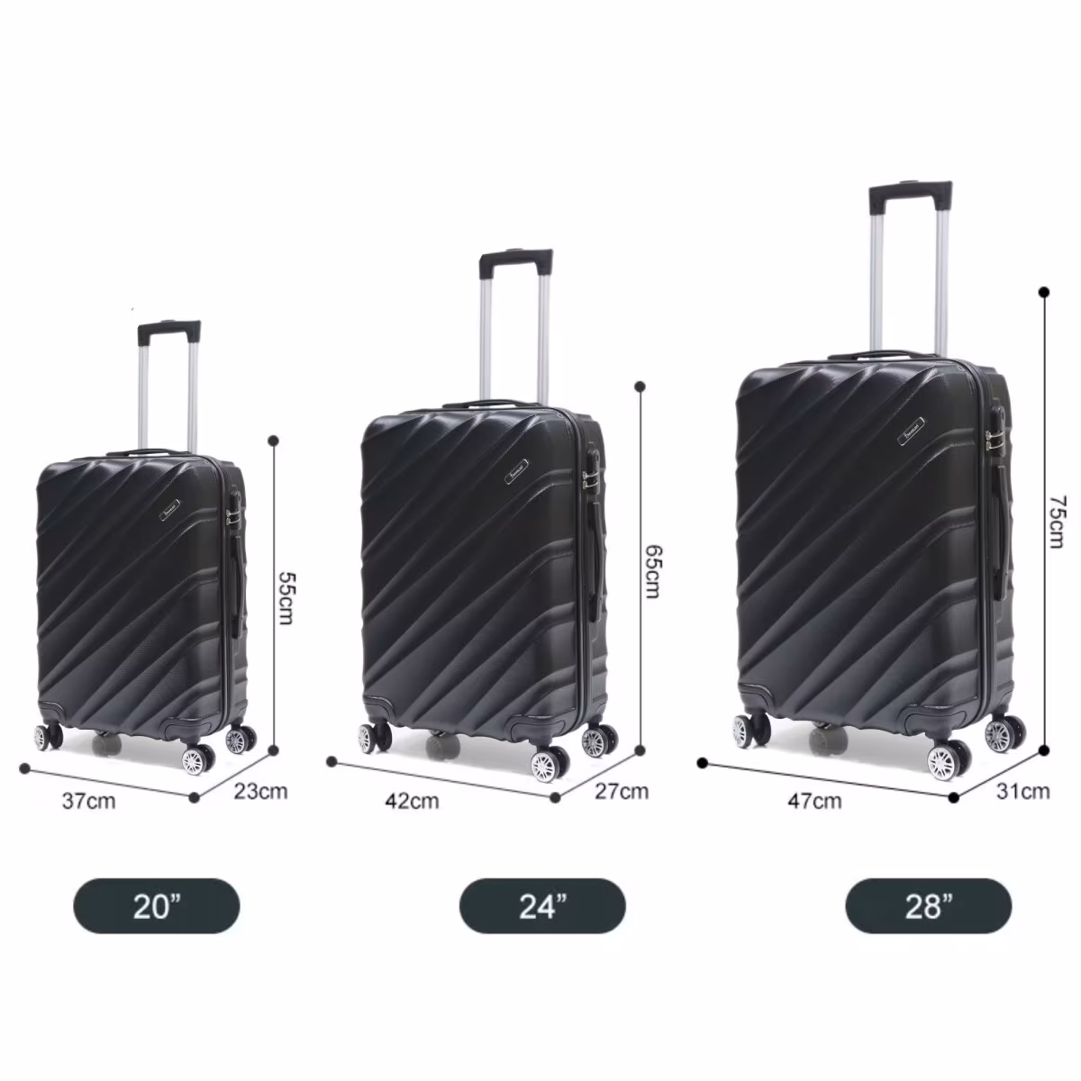 Reisekoffer Koffer 3 tlg Hartschale Trolley Set Kofferset Handgepäck