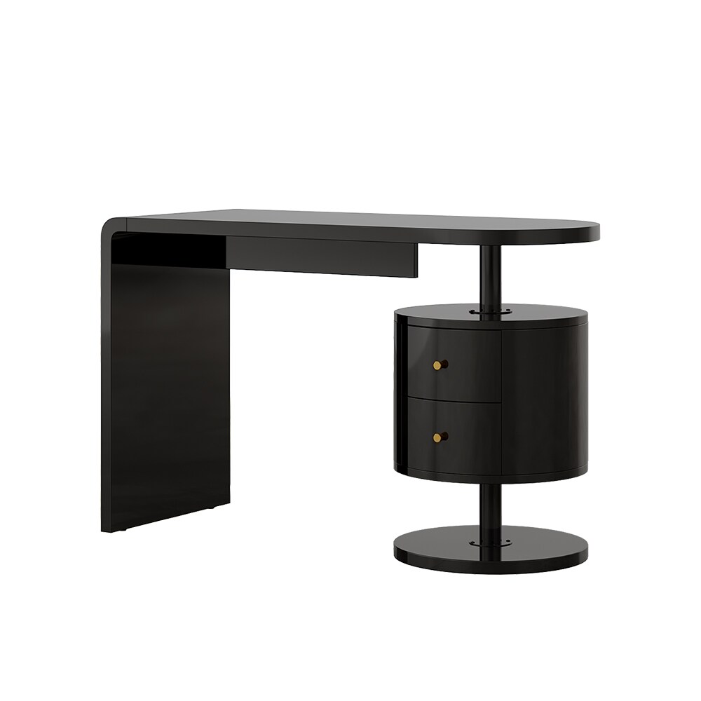 Vicco Schreibtisch Lara Schwarz Hochglanz 120 x 50 cm mit 2 Schubladen