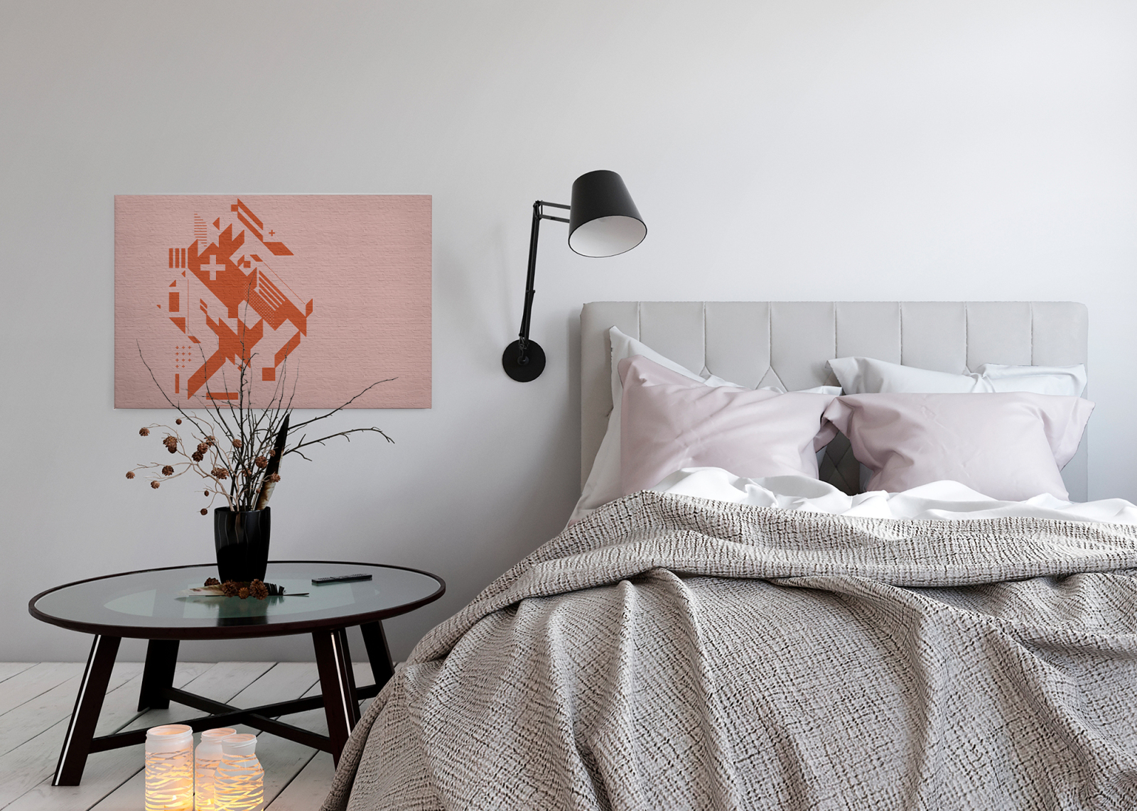 Leinwandbild STEIN AUF STEIN - orange-rosa - 90x60 cm