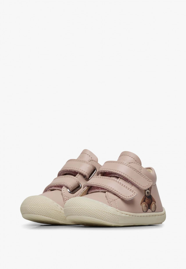 NATURINO COCOON BEAR 2 VLLauflernschuhe aus Leder mit Bärenpatch, Rosa