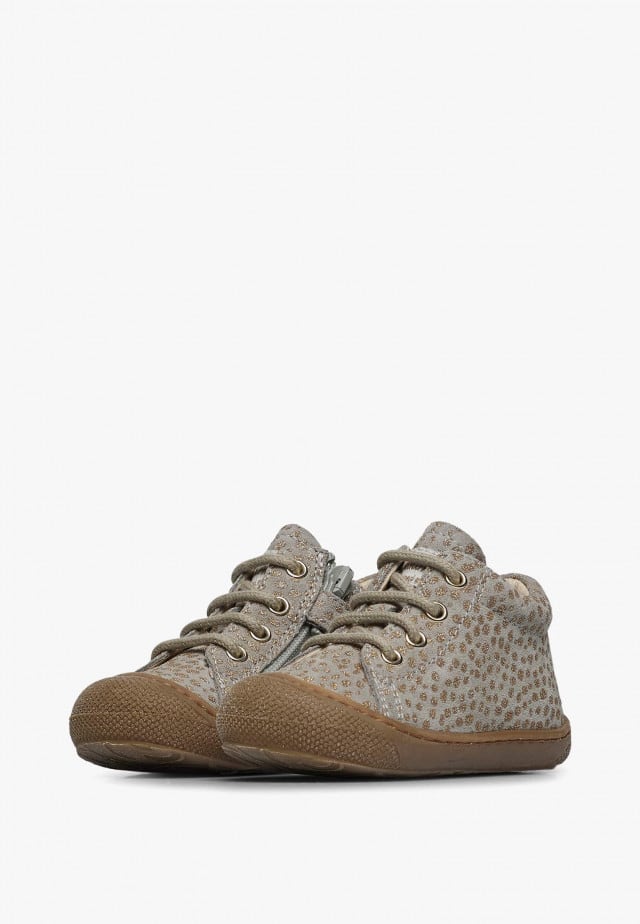 NATURINO COCOON ZIPLauflernschuhe aus Veloursleder mit Reißverschluss, Taupe-Platin
