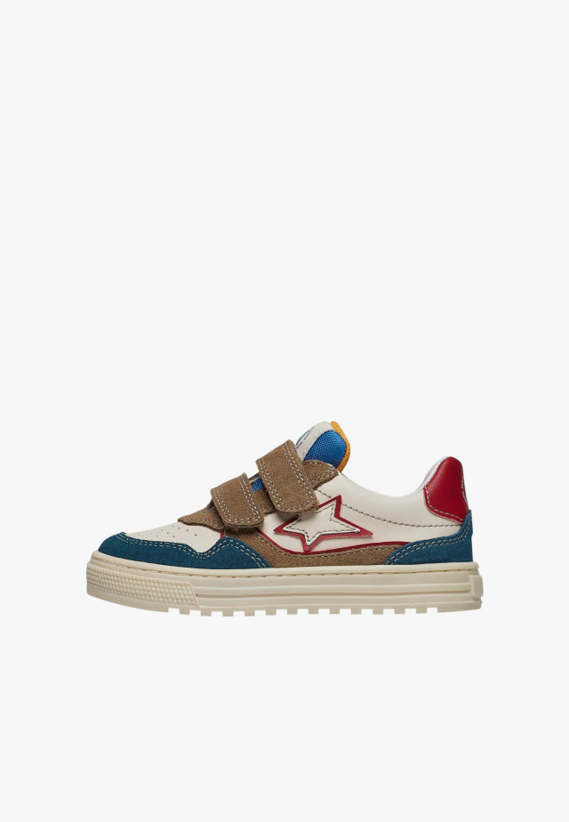 NATURINO HESS 3 VL.Sneakers aus Leder und Veloursleder, Cremeweiß-Braun