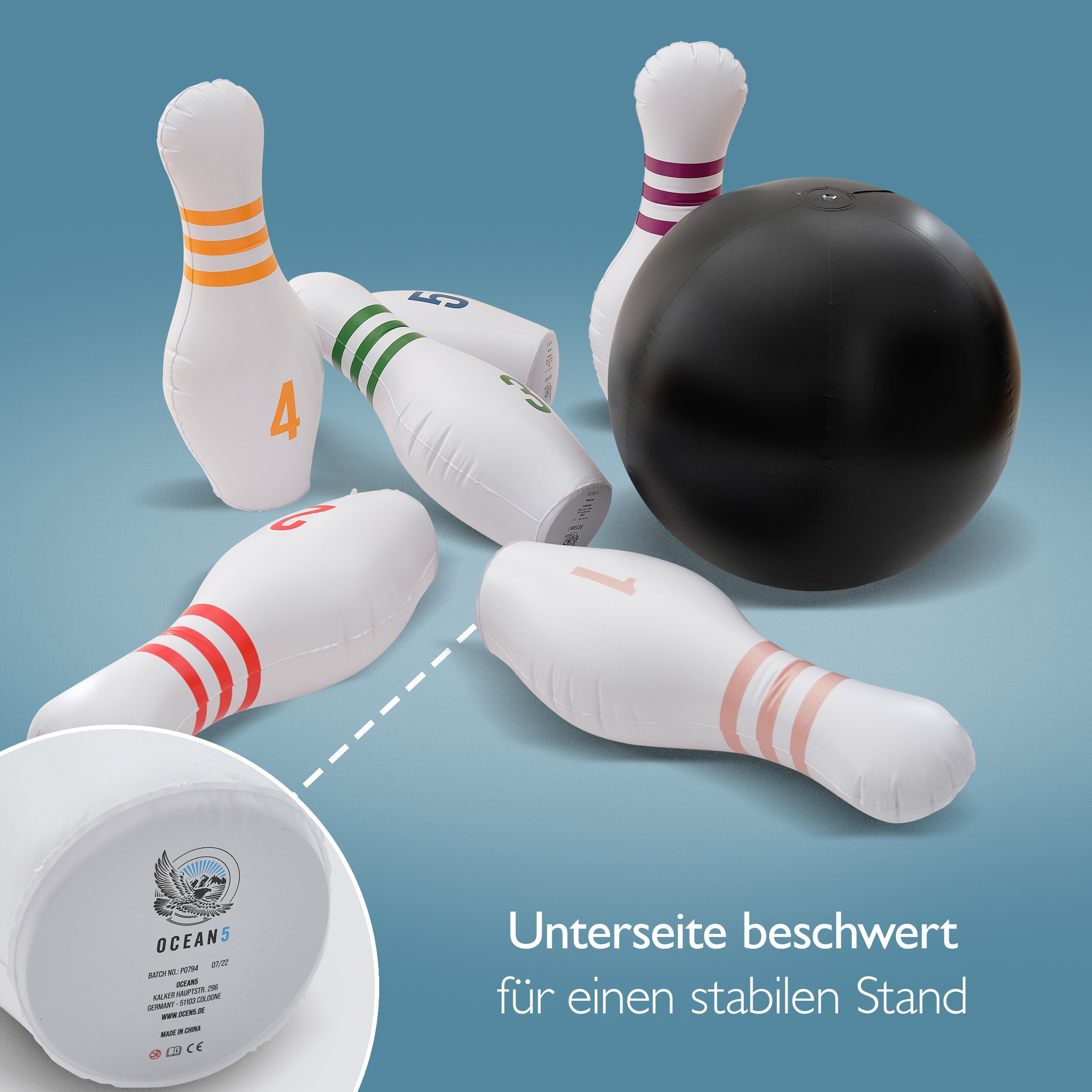 Ocean5 XXL Bowling-Spiel Aufblasbares Kegeln-Set