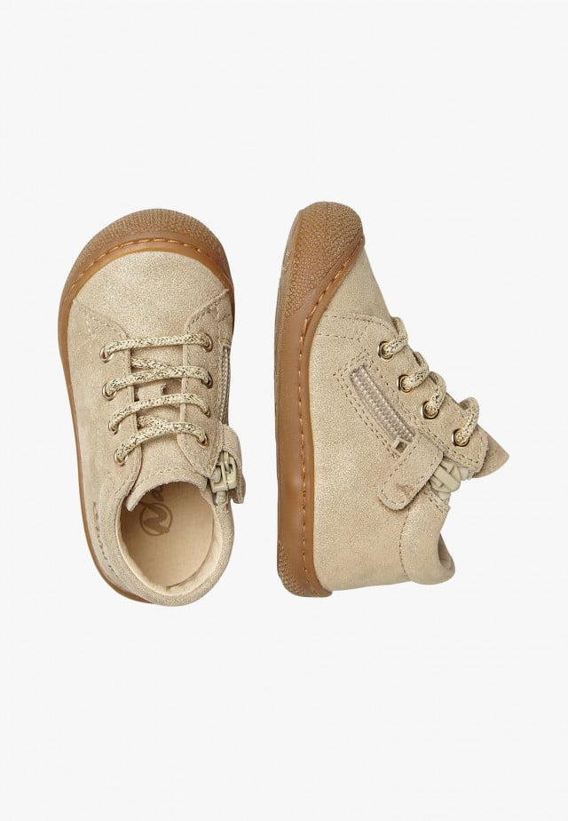 NATURINO COCOON ZIPLauflernschuhe aus Veloursleder mit Reißverschluss, Platin