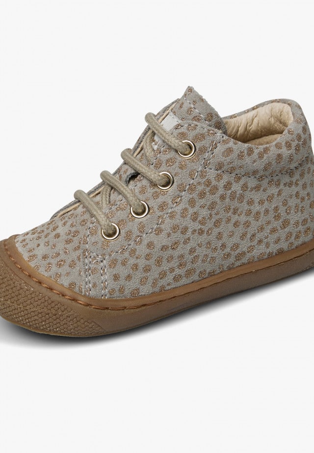 NATURINO COCOON ZIPLauflernschuhe aus Veloursleder mit Reißverschluss, Taupe-Platin