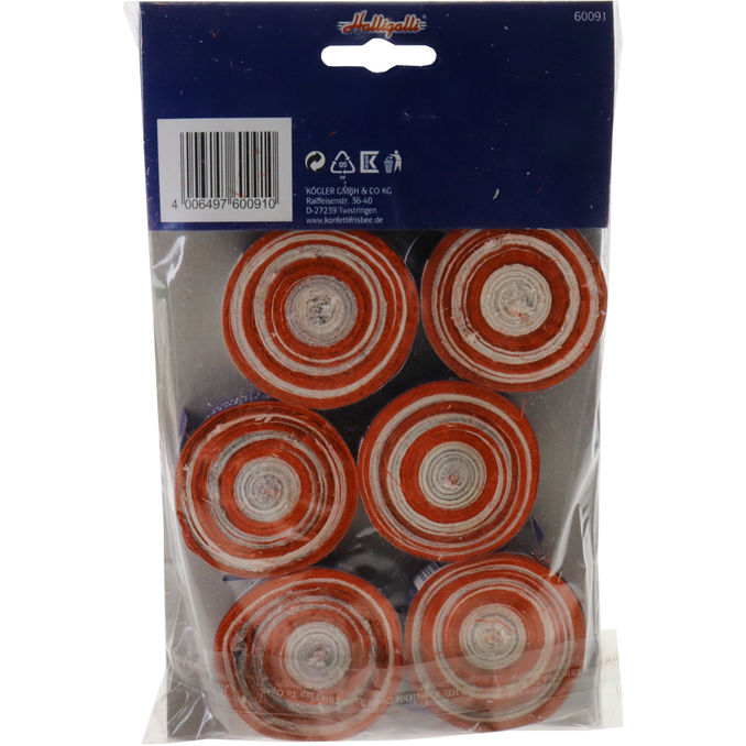 Konfetti-Frisbee rot/weiß, 6er Pack, 6 Konfetti-Frisbee von KÖGLER GmbH & Co.KG