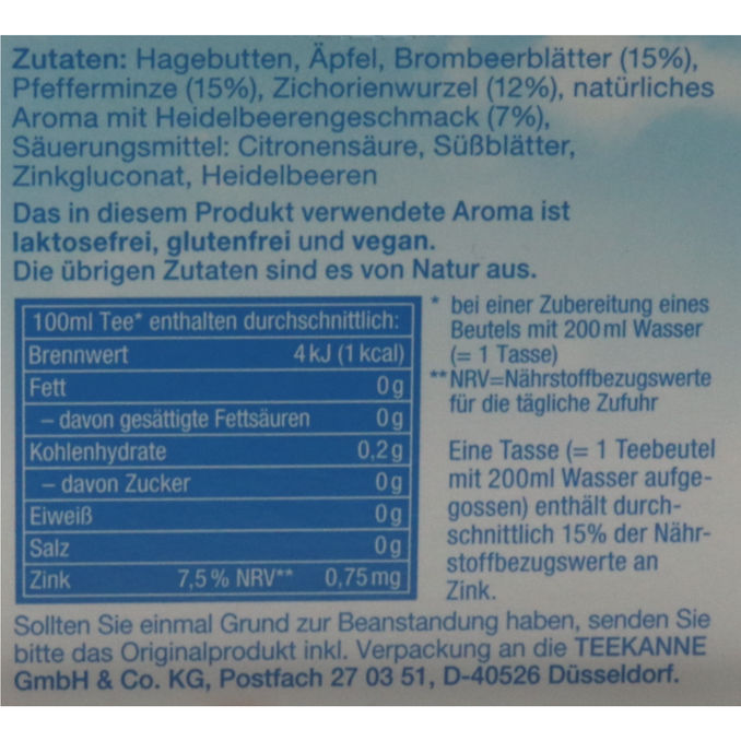 Teekanne Frio Sport Fit Kräuter Heidelbeere, 45g von Teekanne
