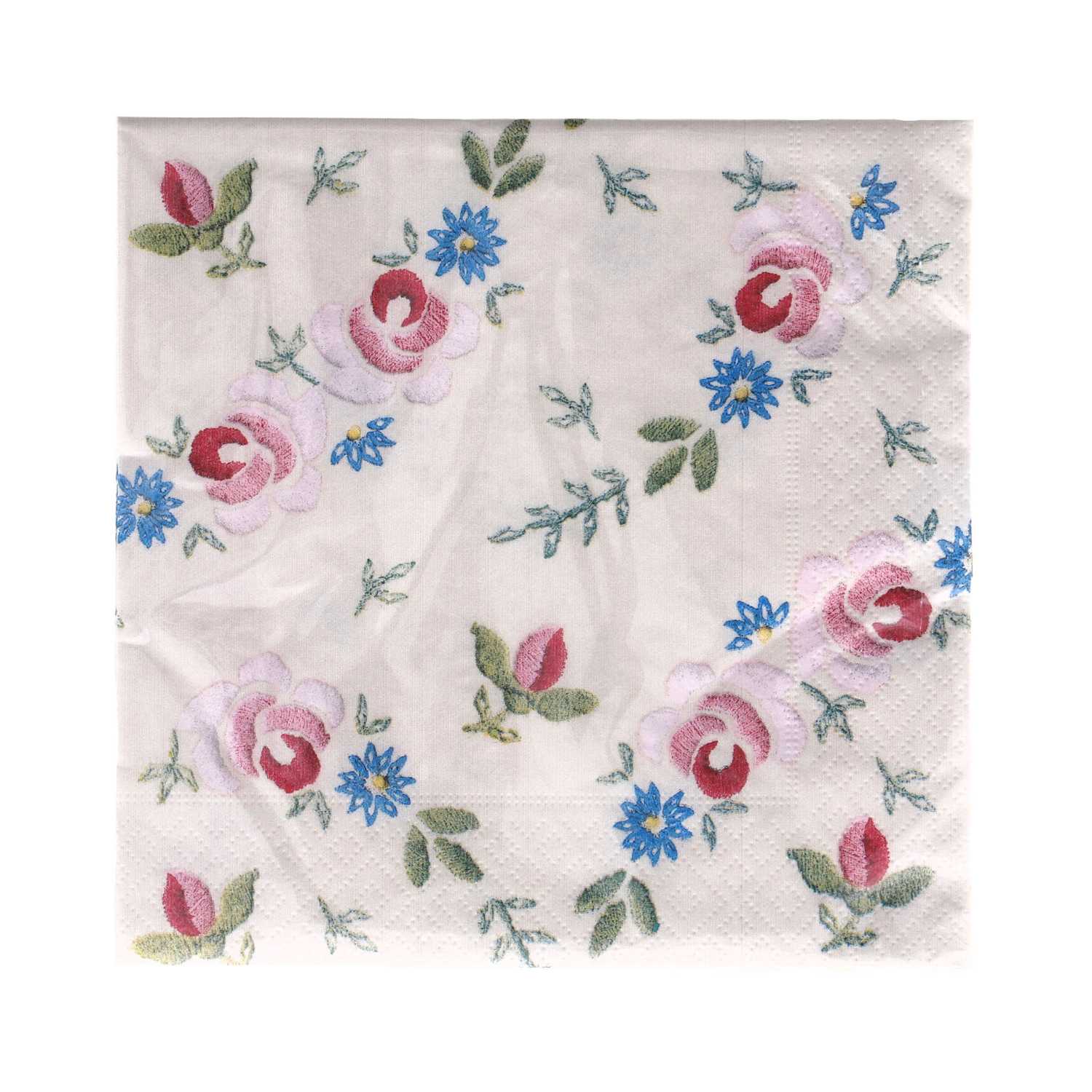 Servietten 20er 33x33cm Blumenstickerei
