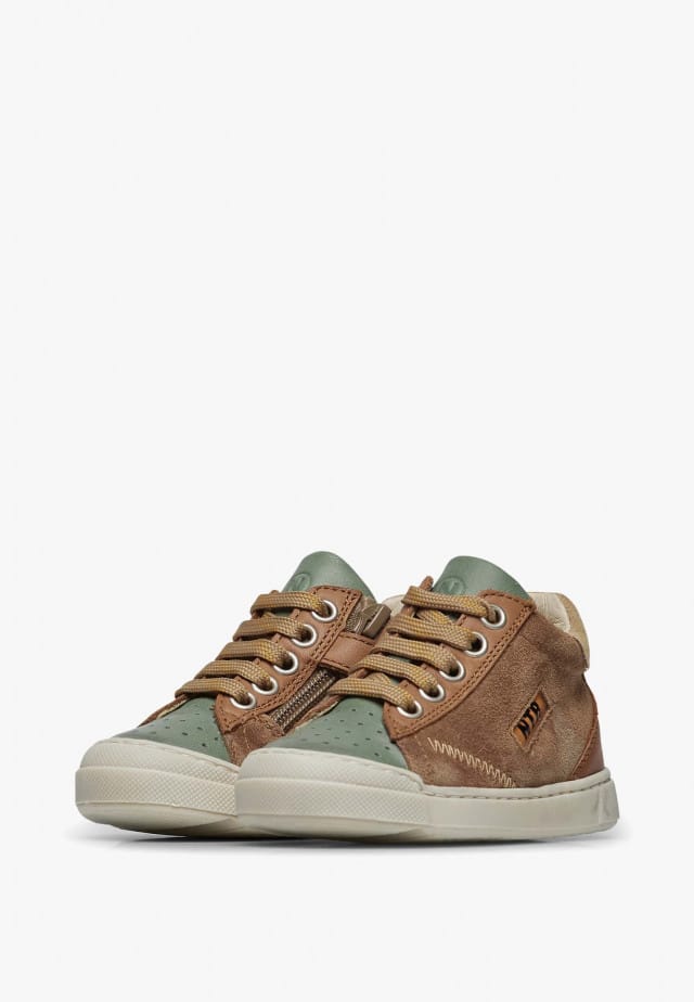 NATURINO FALUK HIGH ZIPSneakers aus Leder und Veloursleder, Braun-Salbei