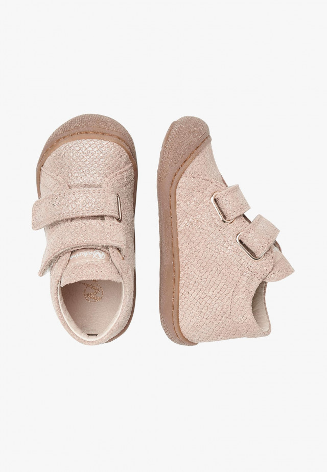 NATURINO COCOON VLLauflernschuhe aus Metallic-Veloursleder, Hellrosa