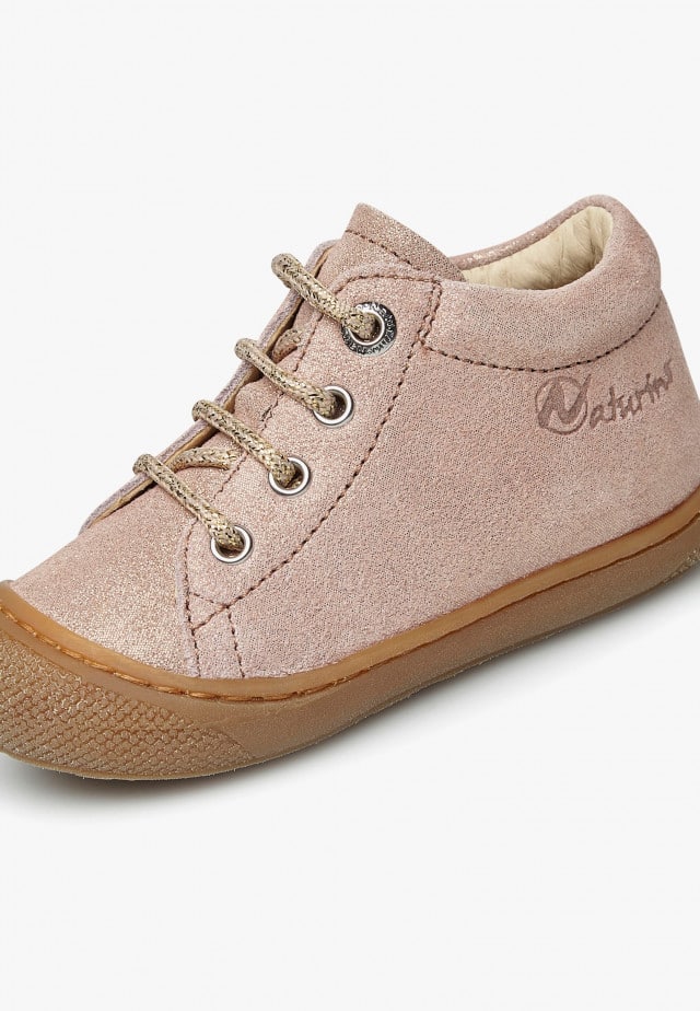 NATURINO COCOONLauflernschuhe aus Veloursleder in Glitter-Optik, Altrosa