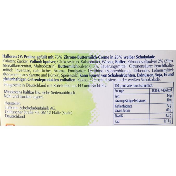 Pralinen mit Zitrone & Buttermilch, 125g von Halloren