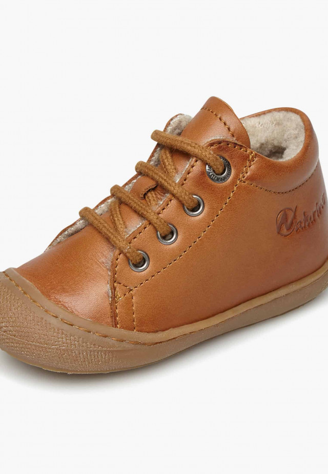 NATURINO COCOONLauflernschuhe aus Leder mit Wollfutter, Cognac