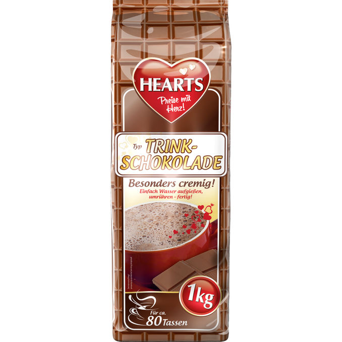 Hearts Trinkschokolade (1kg), 1000g von Hearts