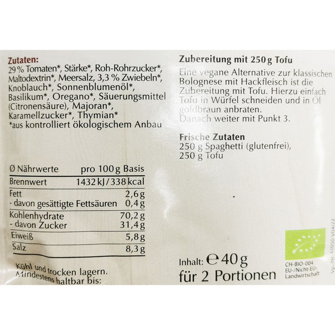 BIO Cenovis Fix Spaghetti Bolognese, 40g von Cenovis