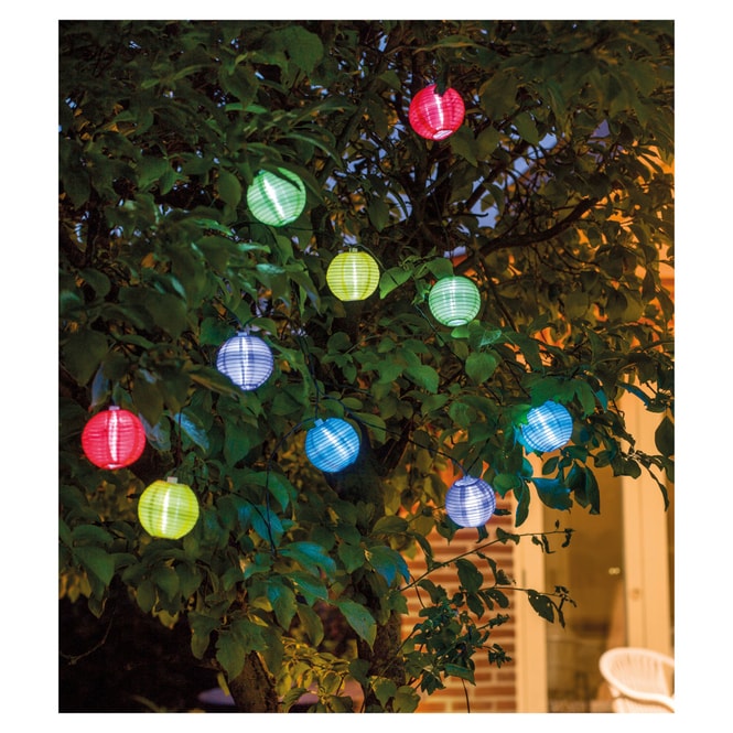 10er LED-Solarlichterkette - Lampions - ca. 4,5 m - bunt