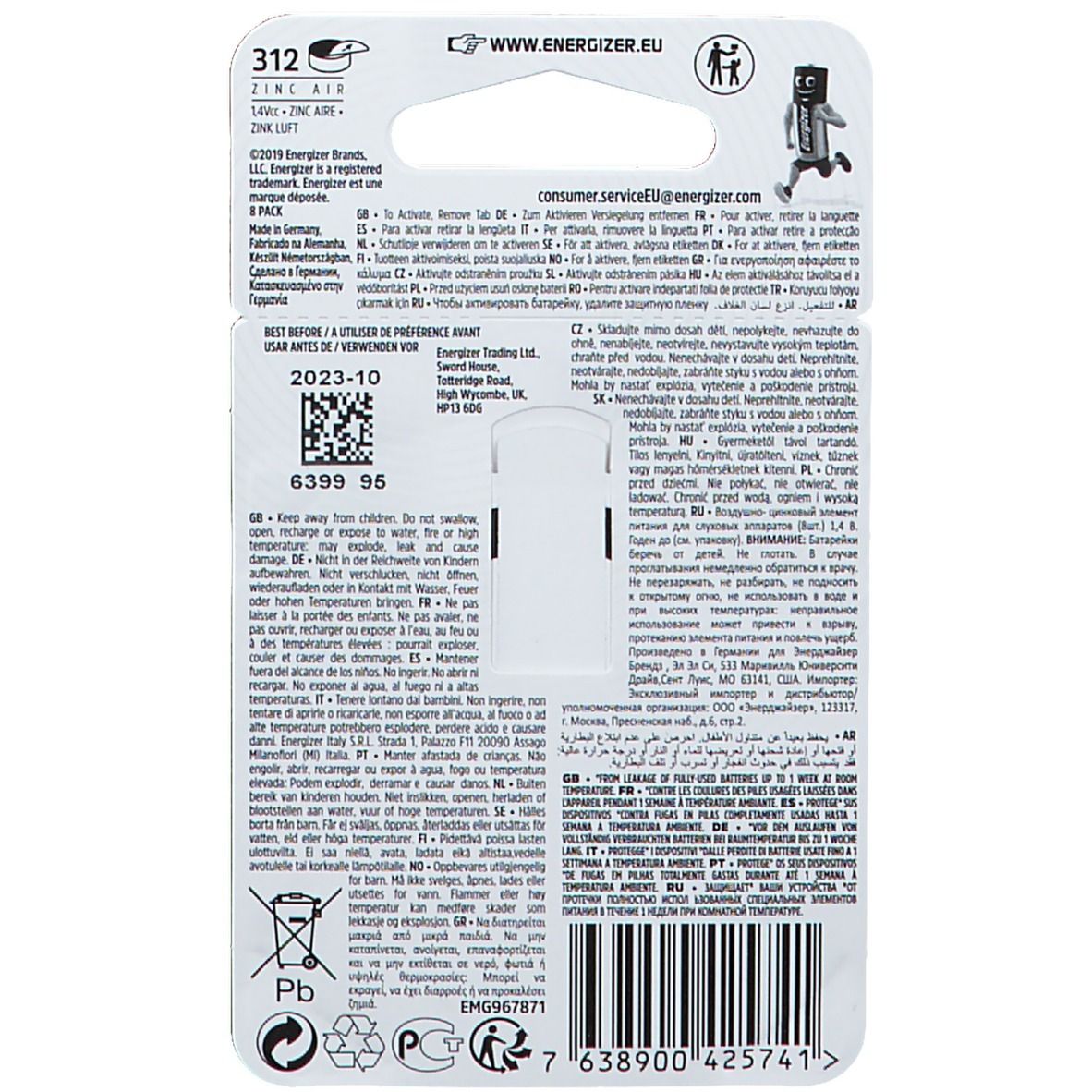 Energizer® Hörgerätebatterie 312