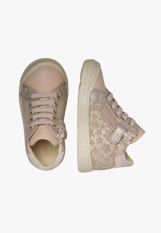 NATURINO LOVAN ZIPSneakers aus Leder und Veloursleder, Beige-Puderrosa
