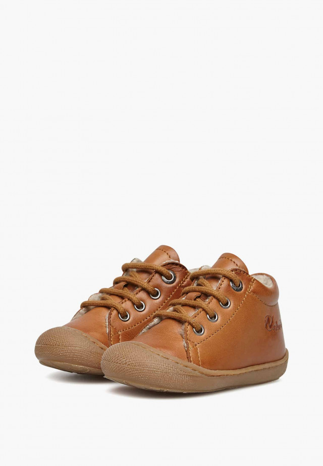 NATURINO COCOONLauflernschuhe aus Leder mit Wollfutter, Cognac