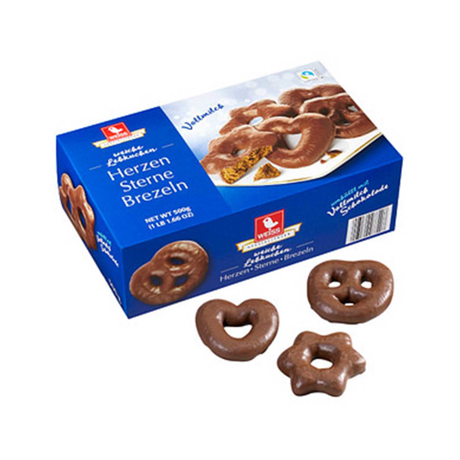 Lebkuchen Sterne-Herzen-Brezeln Vollmilch 500g