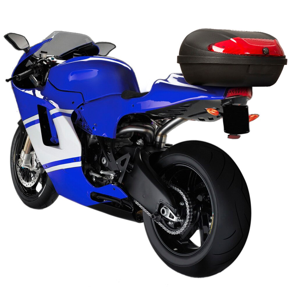 tectake® Motorradkoffer, Volumen 48 l, Platz für 2 Helme, für Mofas, Roller, Motorräder und Quads, kleiner und großer Reflektor