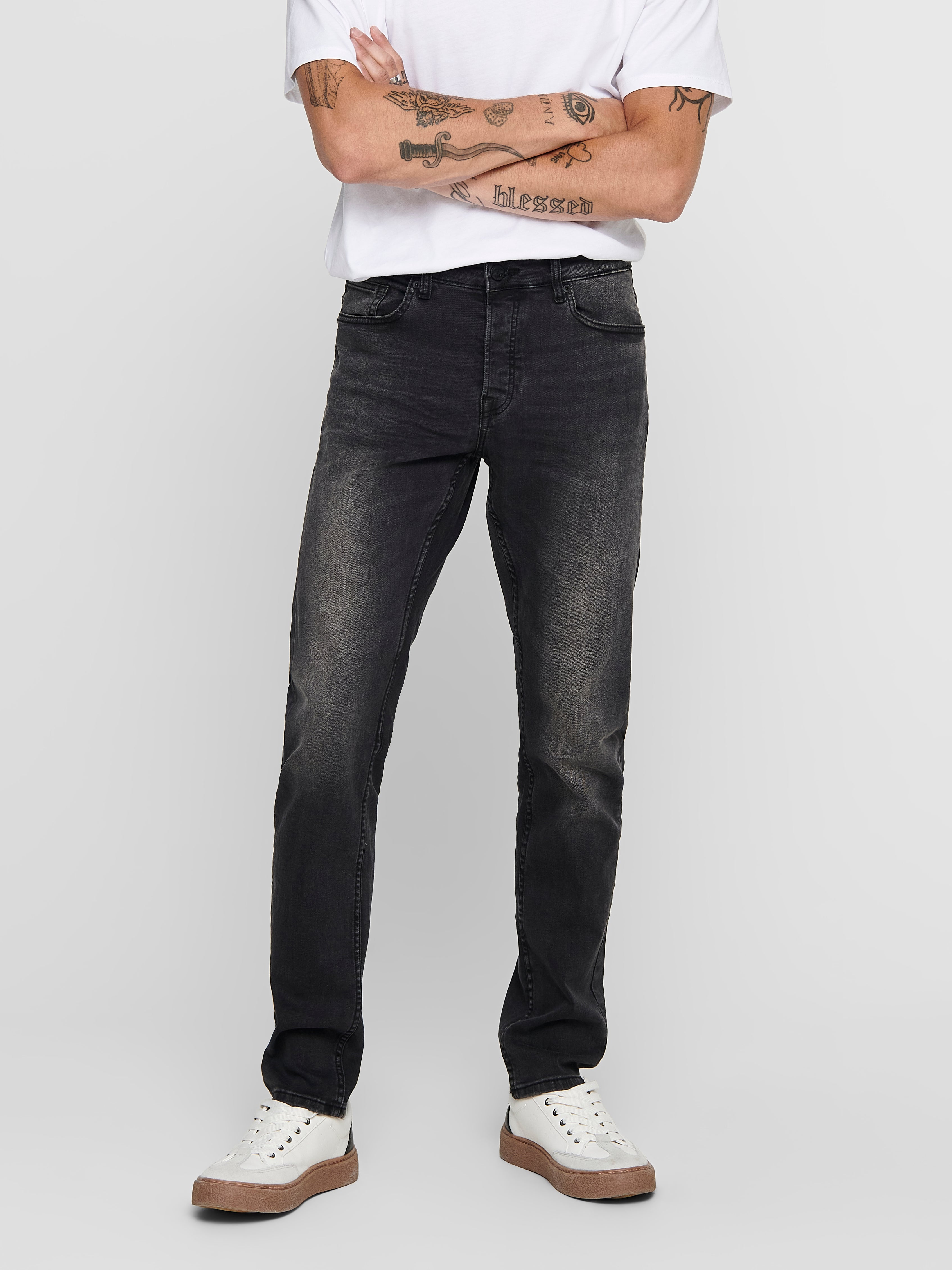 ONSLOOM Mid Rise Slim Fit Jeans Black Denim