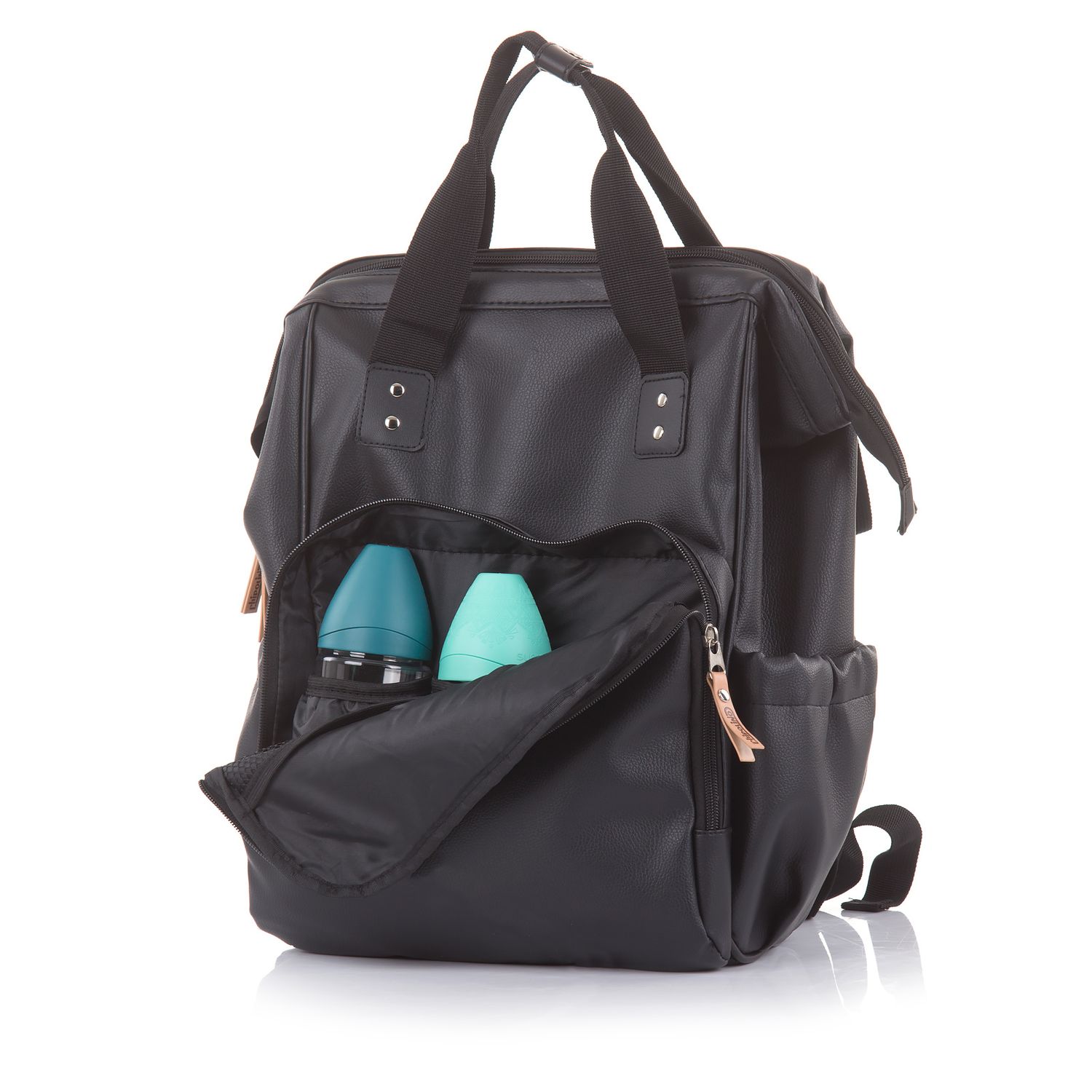 Chipolino Kinderwagentasche, Rucksack Wickelunterlage, Henkel Träger verstellbar black