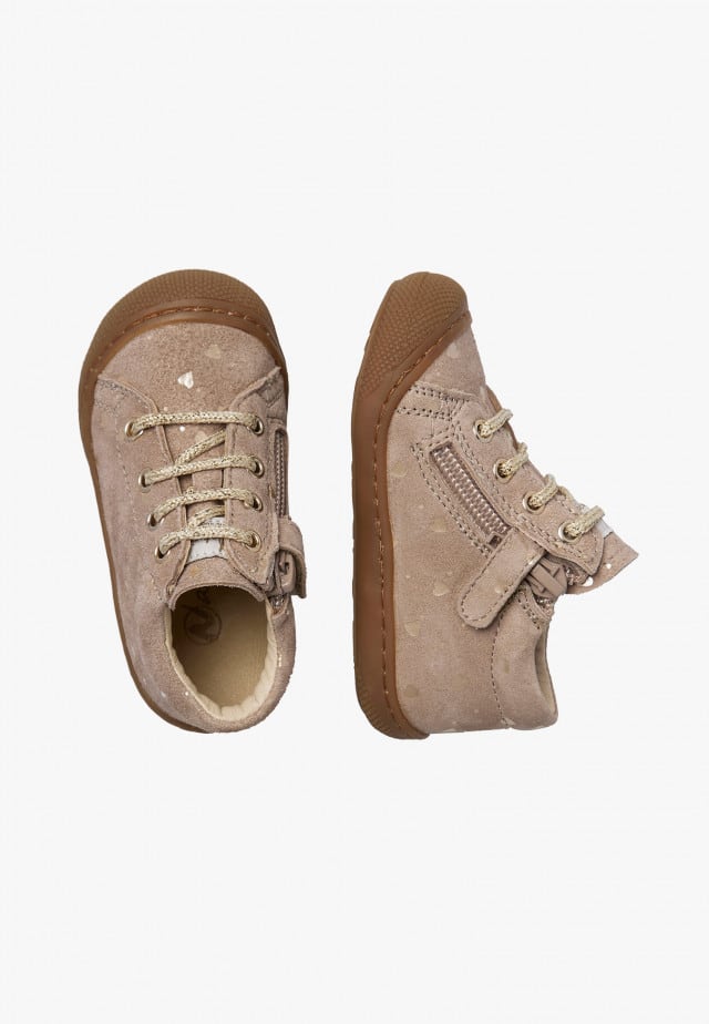 NATURINO COCOON ZIPLauflernschuhe aus Veloursleder mit Reißverschluss, Taupe