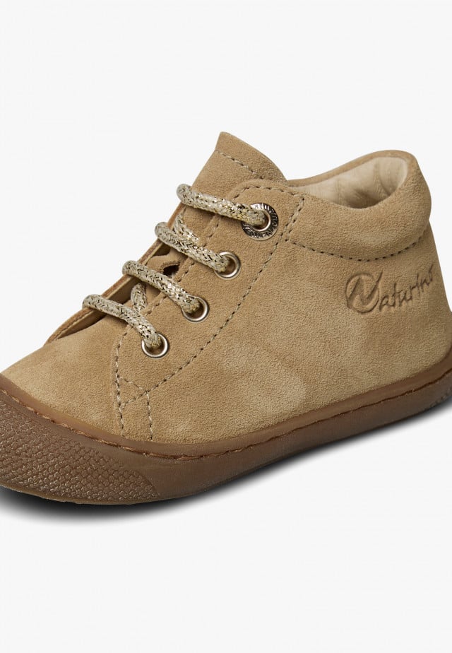 NATURINO COCOONLauflernschuhe aus Veloursleder, Beige-Platin