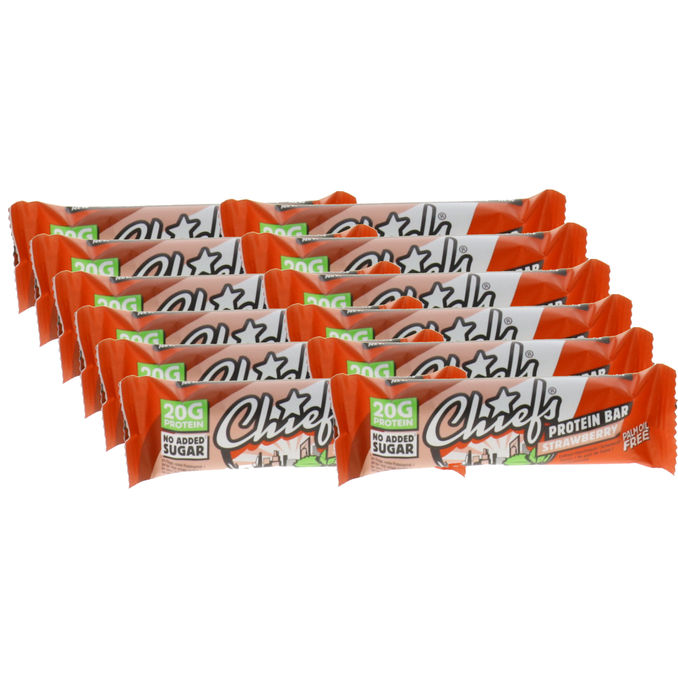 Protein Riegel Strawberry, 12er Pack, 12 x 55g von Chiefs