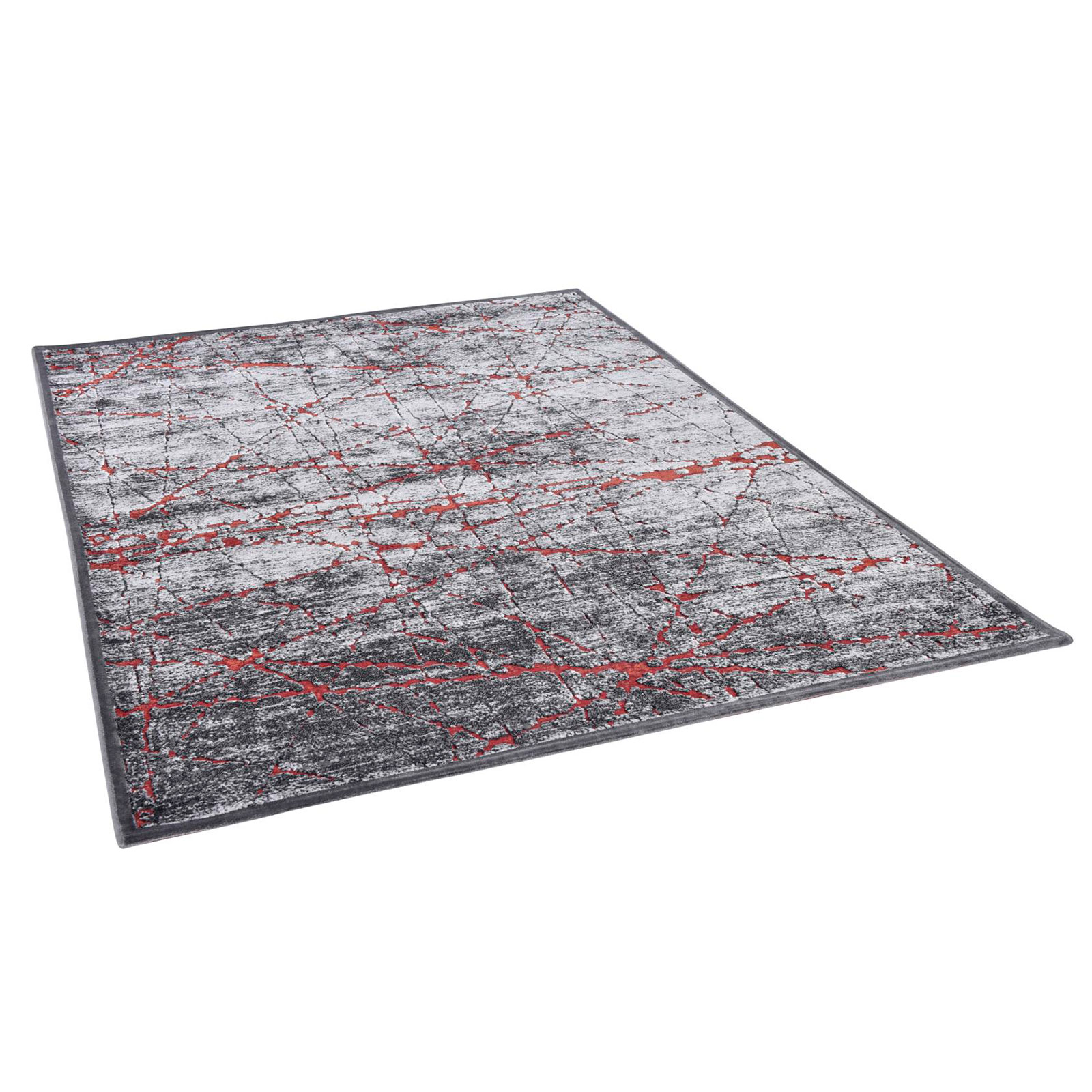 Teppich ORELIA - grau-rot - 40x70 cm