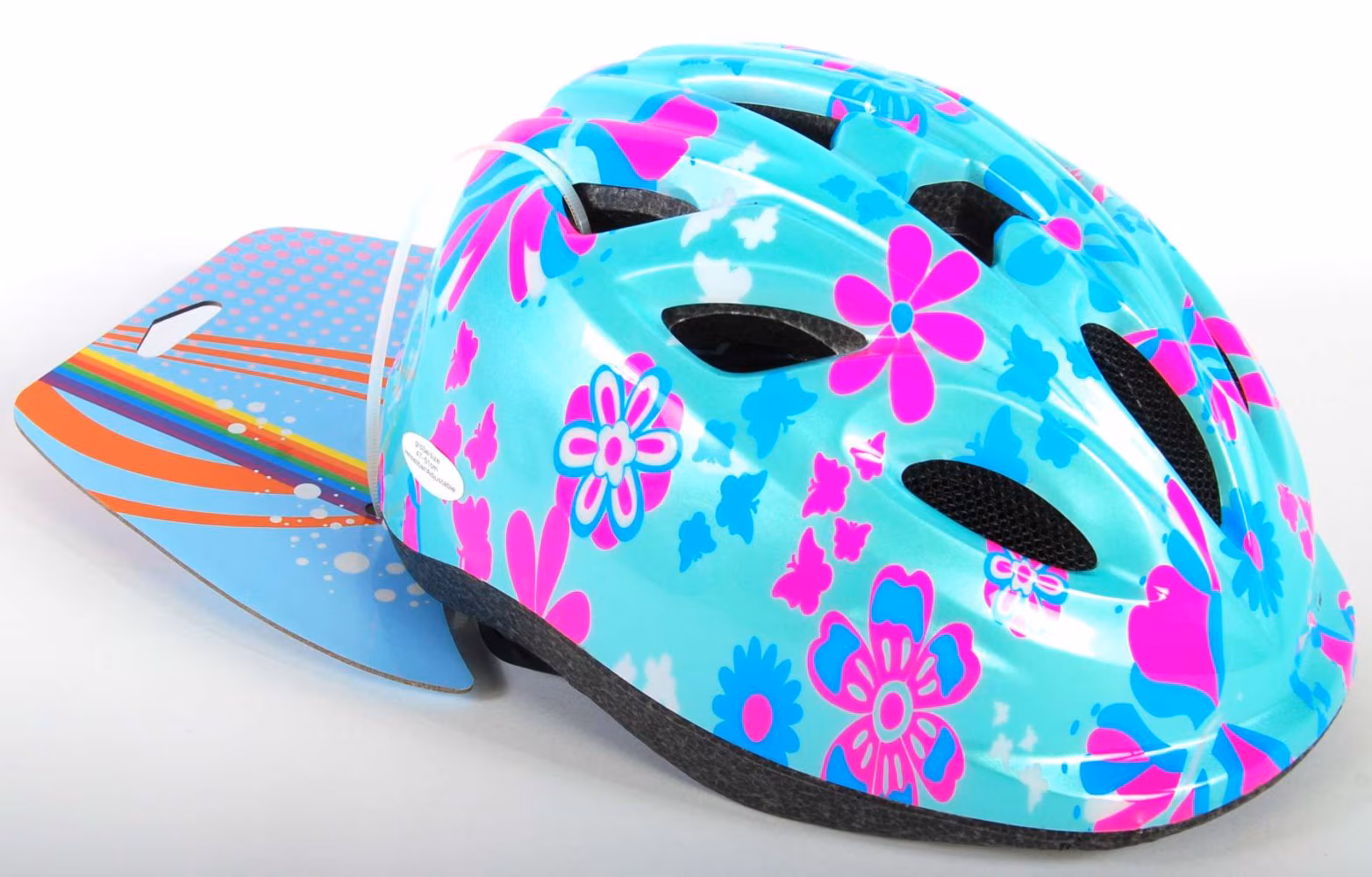 Kinder-Fahrradhelm XS in Grün mit Rosa Blumen 47-51 cm