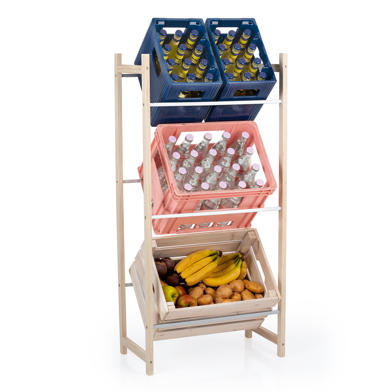 EASYmaxx Getränkekisten-Regal - Kiefernholz - 115 cm