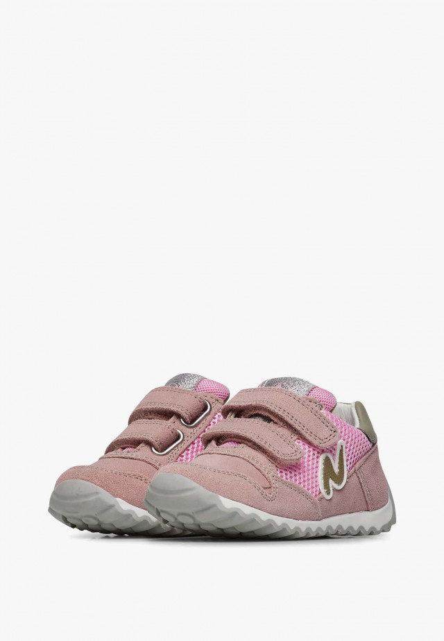 NATURINO SAMMY 2 VL.Sneakers aus Veloursleder und Gewebe, Rosa-Salbei