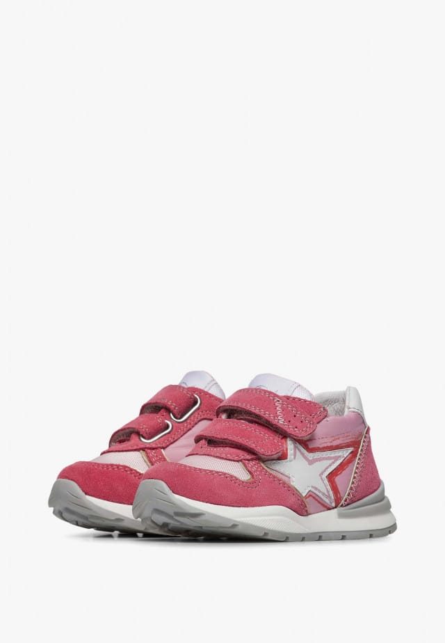 NATURINO ROY VL.Sneakers aus Veloursleder und technischem Gewebe, Rosa-Fuchsia