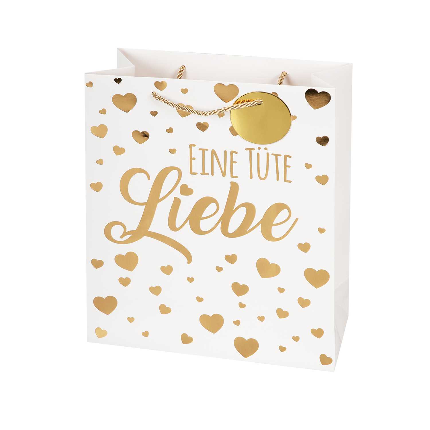 Geschenktüte Sprüche Gold, sortiert, A4