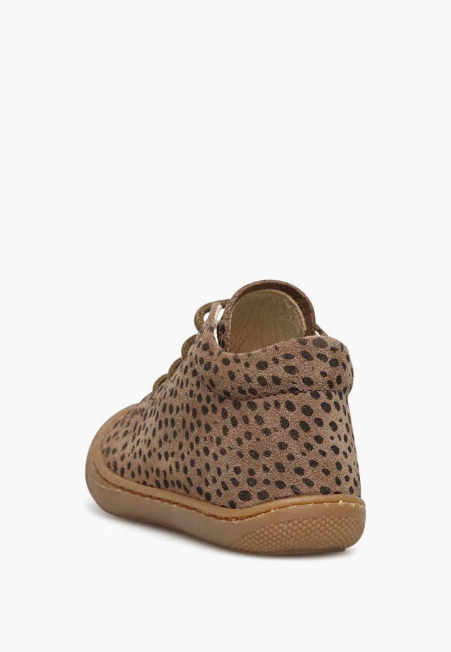 NATURINO COCOONLauflernschuhe aus Veloursleder mit Leoparden-Print, Tabak