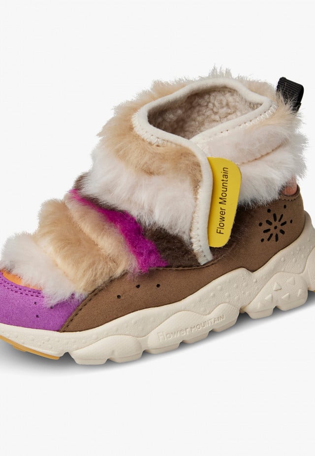 TARO JUNIOR WP.Stiefeletten aus Kunstleder und Wolle, Fuchsia-Braun
