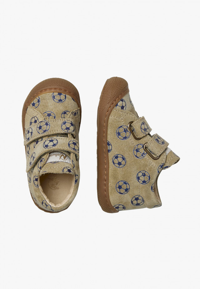 NATURINO COCOON VLLauflernschuhe aus Veloursleder mit Fußball-Print, Grau-Blau